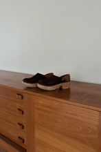 1970's CHOCOLATE SUEDE + WOOD CLOGS | SIZE 7.5