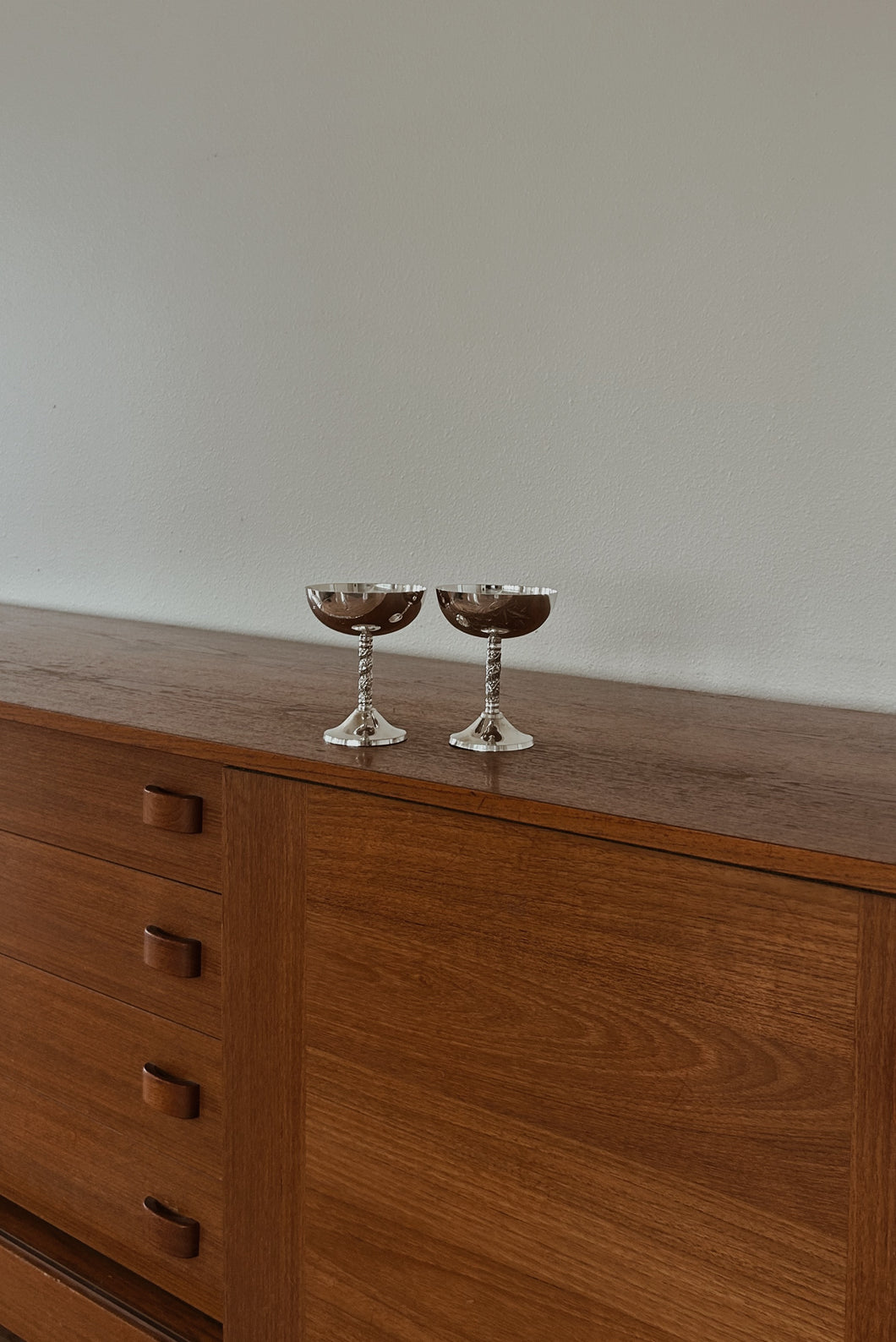 1930's DECO ETCHED SILVER COUPES