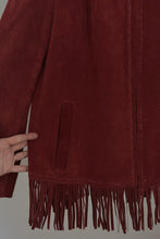 1990's BERNARDO RED SUEDE FRINGE JACKET | SIZE M/L