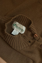 1990's OLIVE RAMIE COTTON MOCK NECK TEE | SIZE M