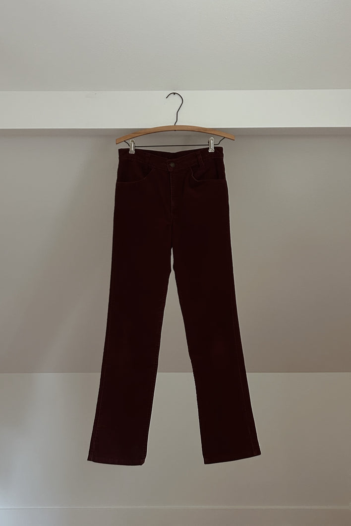 1970's LEVI'S BURGUNDY COTTON CORDS | SIZE 27