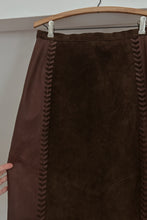 1990's CHOCOLATE SUEDE FRINGE SKIRT | SIZE S/M
