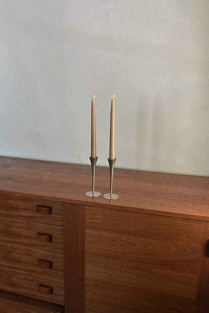 MID CENTURY CHROME CANDLE HOLDERS