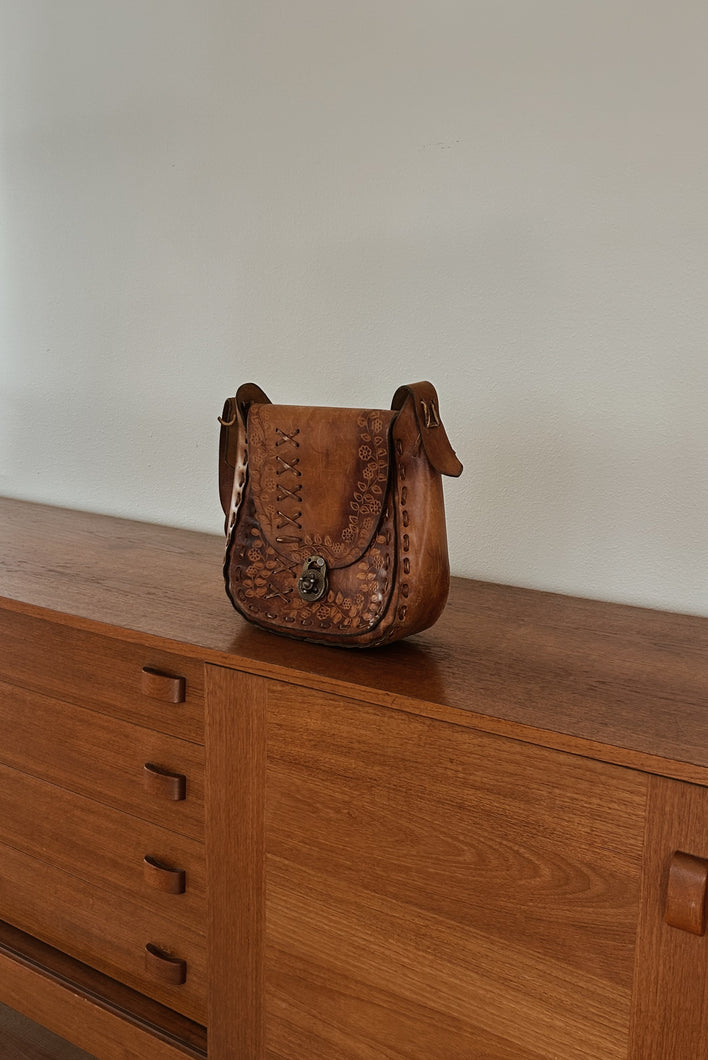1970's TOOLED LEATHER BAG
