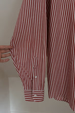 1990's J CREW RED STRIPE COTTON POPLIN | SIZE XL