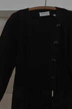 1980's NIPON BLACK DROP WAIST SATIN BOW DRESS | SIZE S