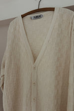 1990's COTTON CHECKER KNIT SLUB CARDIGAN