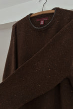 1990's COTTON + WOOL CHOCOLATE FLECK CHUNKY KNIT JUMPER | SIZE L/XL