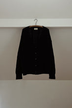 1980's BENETTON NAVY SHETLAND WOOL CABLE KNIT CARDIGAN | SIZE L/XL