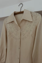 1950's PURE SILK EMBROIDERED BLOUSE | SIZE S/M