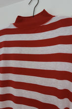 1980's CHERRY STRIPE MOCK NECK TEE | SIZE M