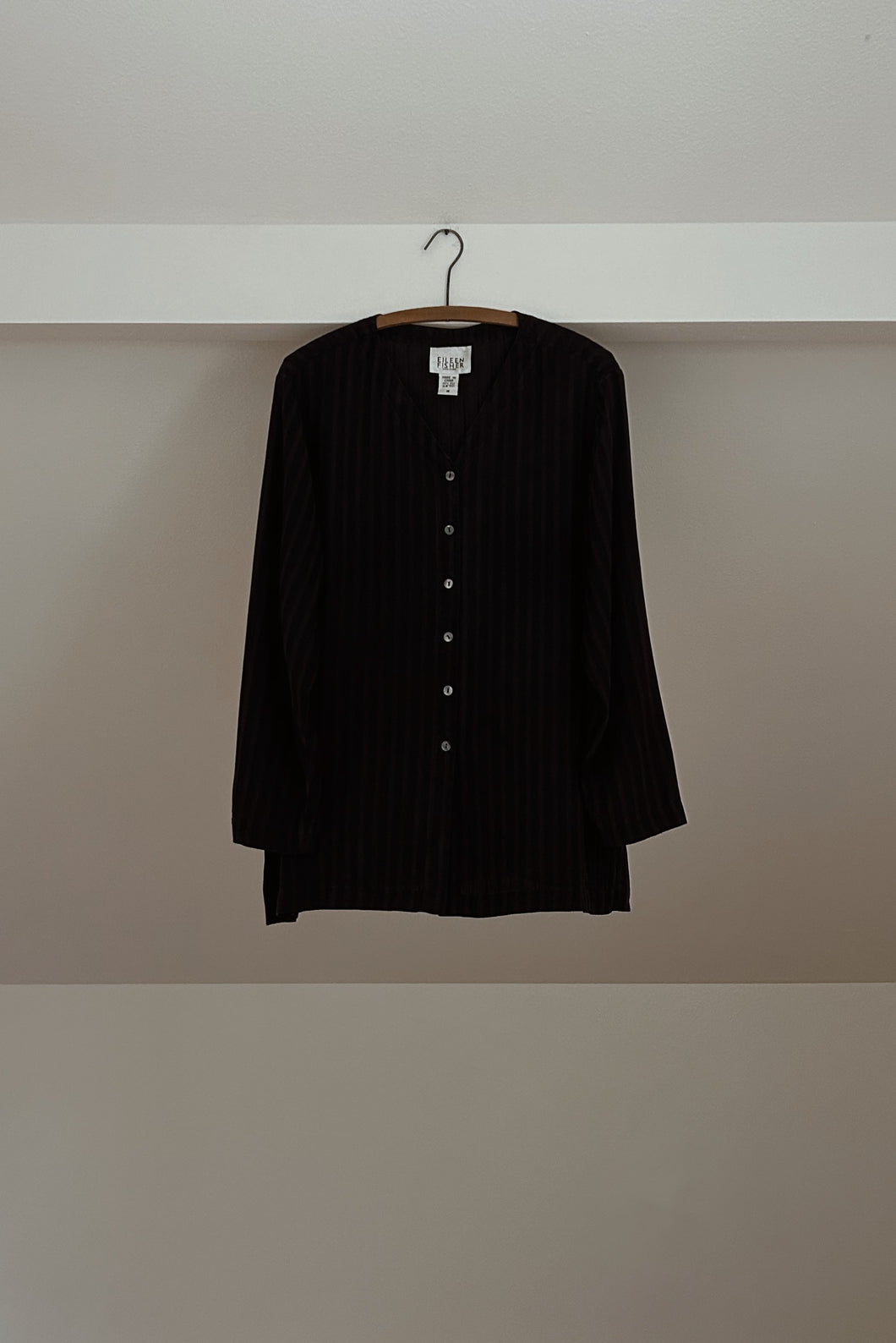 1990's FISHER NEW YORK PURE SILK STRIPE SHIRT JACKET | SIZE M