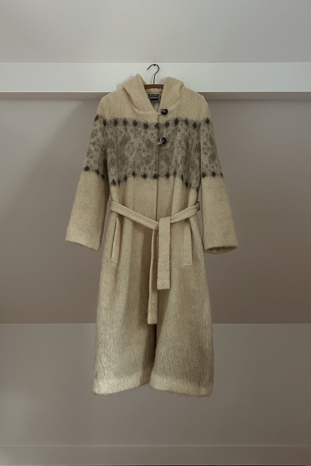1980's ICELANDIC WOOL HOODED ROBE COAT | SIZE M/L