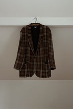 1990's CHOCOLATE TEXTURED PLAID BLAZER | SIZE 2XL