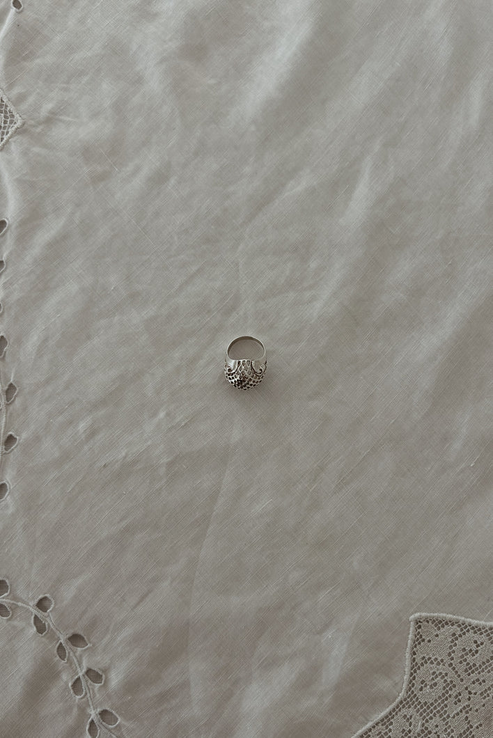 1980's 925 STERLING SILVER MESH DOME RING | SIZE 6