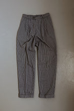 1980's NAVY HOUNDSTOOTH COTTON PLEATED TROUSERS | SIZE 28