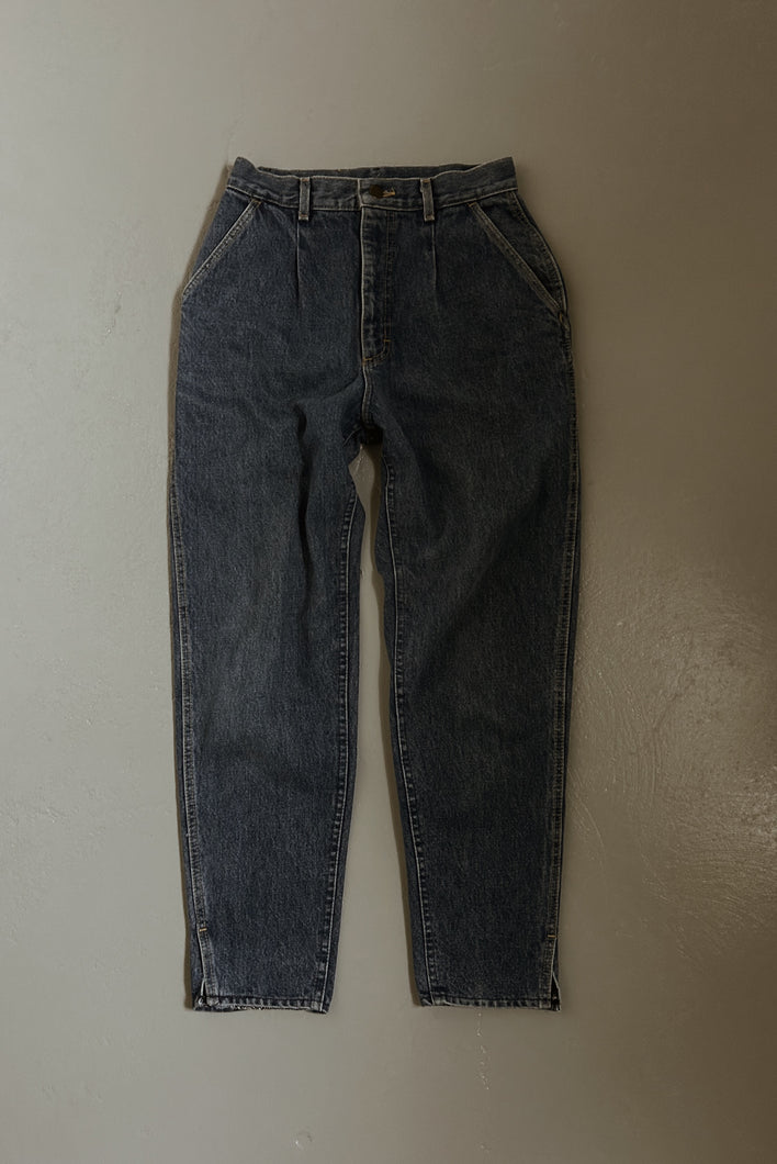 1980's LEE PLEATED PINCH WAIST BARREL DENIM | SIZE 26/27