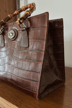 Y2K DOONEY & BOURKE CROC EMBOSSED BAMBOO HANDLE BAG | 11" x 8" x 4.5"