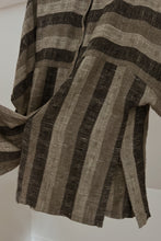 1970's FLAX STRIPE DOLMAN TUNIC | SIZE M