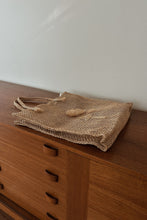 1970's WOVEN JUTE BEACH TOTE | SHELL DETAILS | 16" x 16"