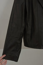 1990's BLACK LAMBSKIN LEATHER CROP BLAZER JACKET | SIZE L