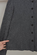 1990's JONES LINEN GINGHAM BOXY BUTTON BLOUSE | SIZE S/M