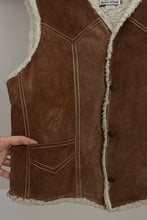 1970's WESTERN SUEDE MILLER SHERPA VEST | SIZE M