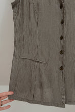 1990's CHOCOLATE SEERSUCKER STRIPE TIE BACK VENTED TANK | SIZE M