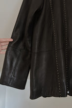1990's BLACK CONTRAST STITCH BUTTERY LEATHER JACKET | SIZE M/L