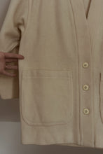 1970's CREAM FELTED WOOL FLANNEL JACKET | SIZE S