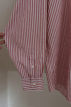 1990's J CREW RED STRIPE COTTON POPLIN | SIZE XL