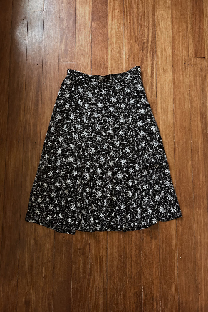 1990's FEMME FLORAL RAYON SKIRT | SIZE M/L