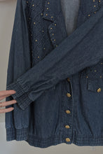 1980's STUDDED DENIM BLAZER BOMBER | SIZE M