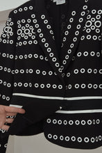 1990's CARLISLE NAVY EMBROIDERED WOOL PEPLUM BLAZER | SIZE S/M