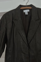 1990's BLACK LAMBSKIN LEATHER CROP BLAZER JACKET | SIZE L