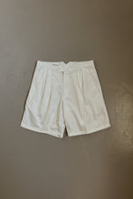 1980's HIGH RISE WHITE COTTON PLEATED TROUSER SHORTS | SIZE 30