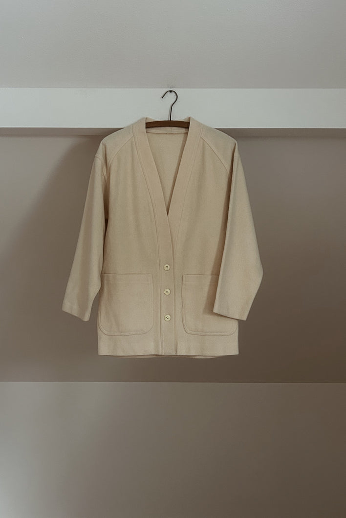 1970's CREAM FELTED WOOL FLANNEL JACKET | SIZE S