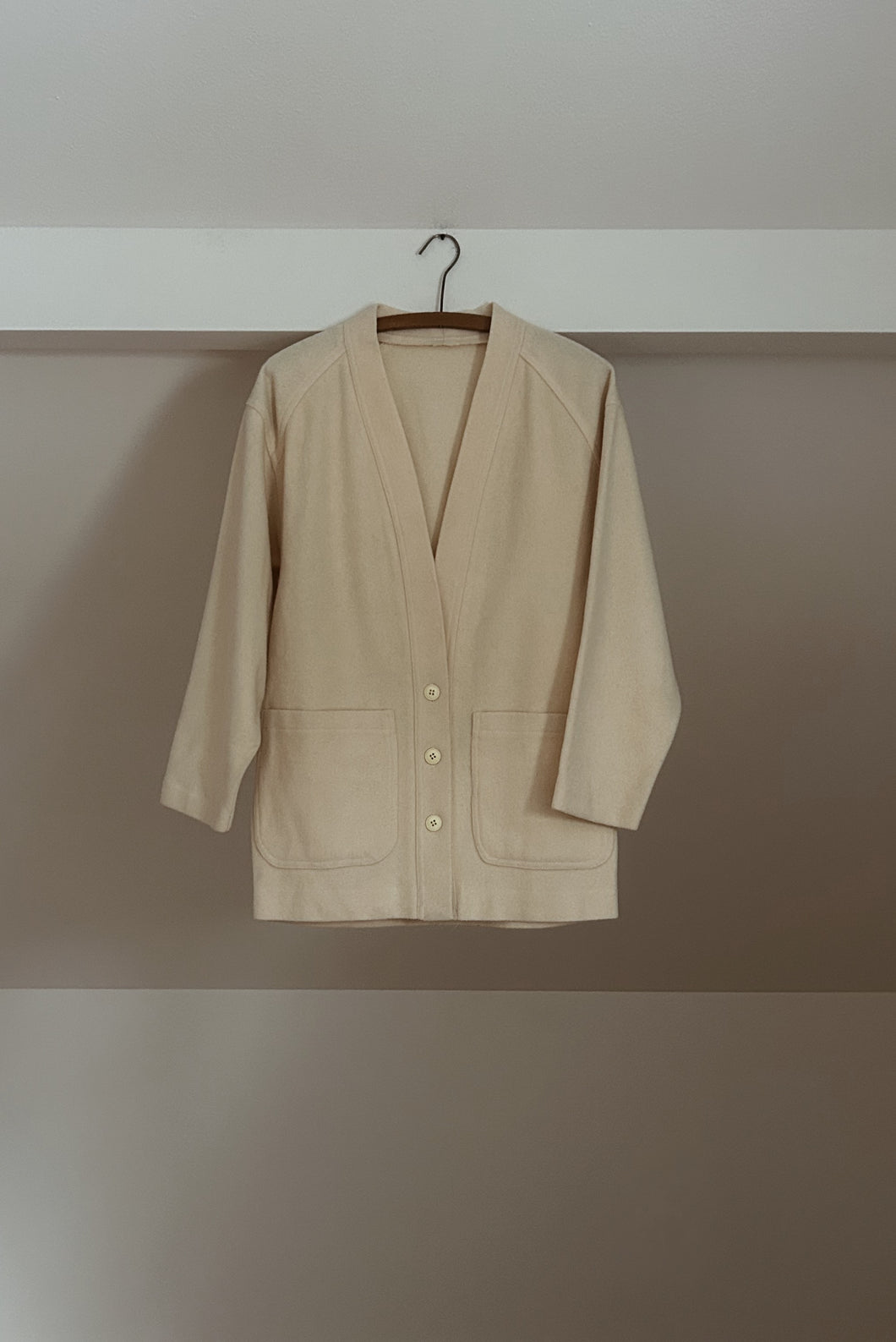 1970's CREAM FELTED WOOL FLANNEL JACKET | SIZE S