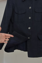 1990's PURE IRISH LINEN DEEP BLUE POCKET BLAZER | SIZE S