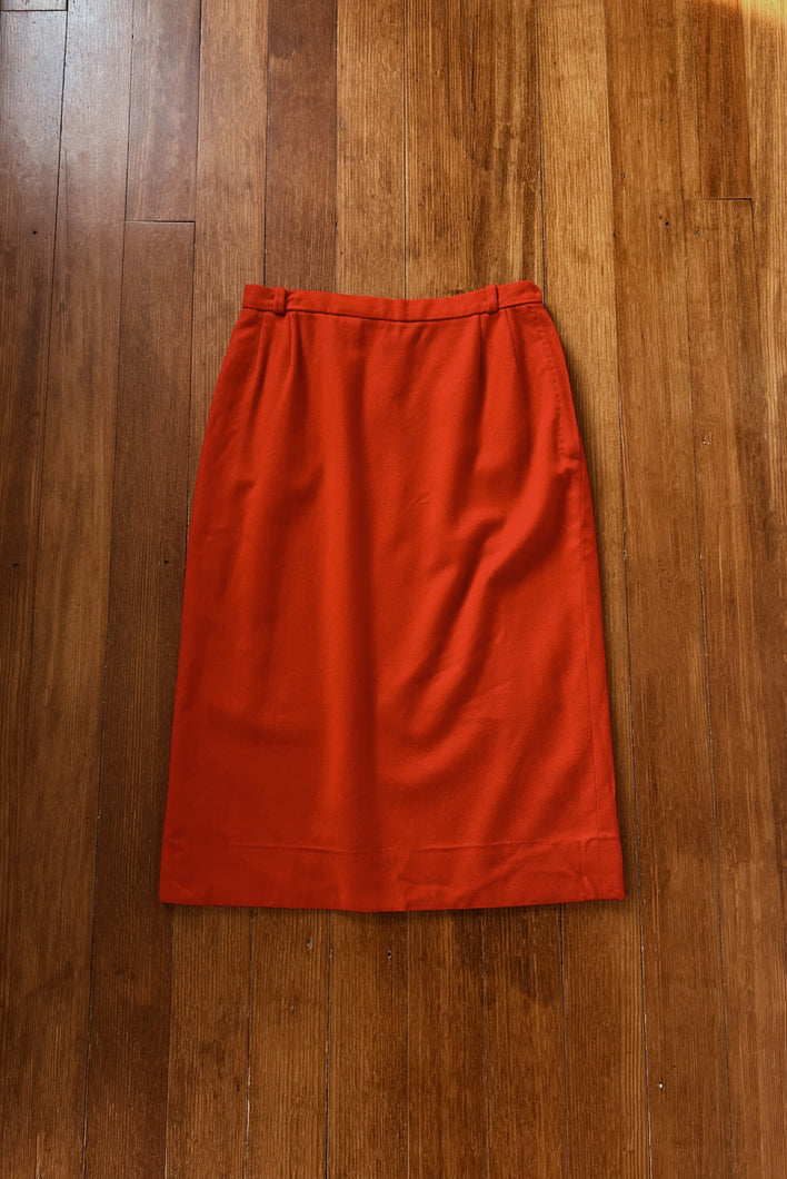 1960's CHERRY WOOL TAILORED SKIRT | SIZE S