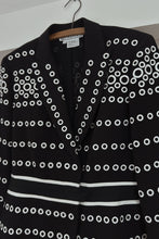 1990's CARLISLE NAVY EMBROIDERED WOOL PEPLUM BLAZER | SIZE S/M
