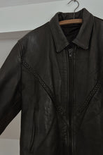 1980's BLACK BRAIDED LEATHER BIKER JACKET | SIZE M/L