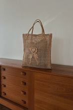 1970's WOVEN JUTE BEACH TOTE | SHELL DETAILS | 16" x 16"