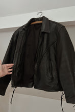 1980's BLACK BRAIDED LEATHER BIKER JACKET | SIZE M/L