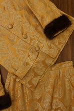 1960's INCREDIBLE GOLD FUR TRIM JACQUARD SET | SIZE S