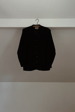 1950's PURE WOOL BLACK RUGBY KNIT CARDIGAN | SIZE S