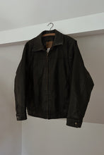 1990's DARK CHOCOLATE FAUX LEATHER HEIRLOOM BIKER JACKET | SIZE L/XL