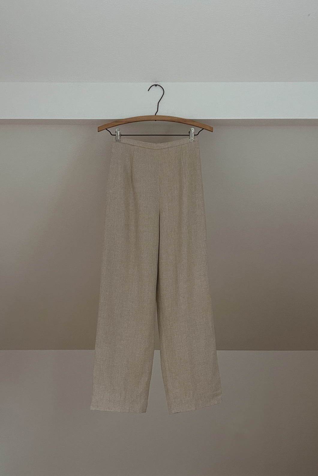 1990's EMBROIDERED TAILORED LINEN LOUNGE TROUSERS | SIZE 25/26