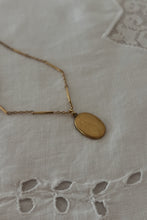 1940's BLACK + GOLD DAMASCENE PENDANT ON 1970's GOLD FILL CHAIN
