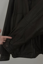 1990's BLACK PEBBLED LEATHER BOMBER JACKET | SIZE XL